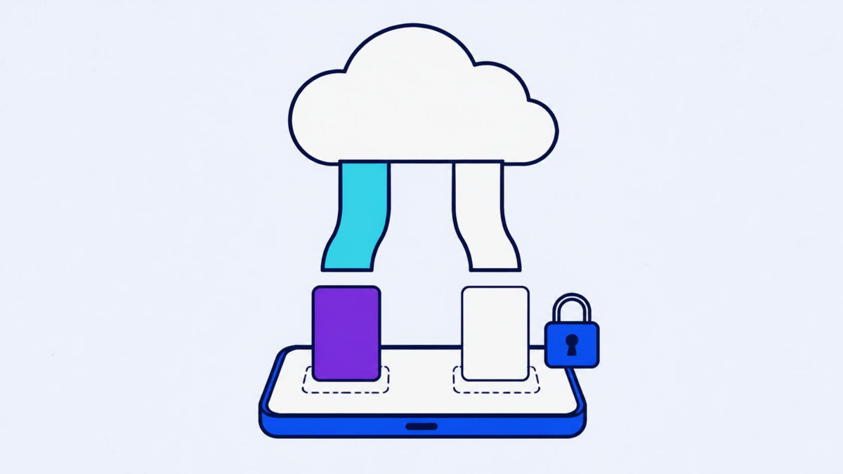 A cloud with two chutes, one dropping a full card and one an empty outline